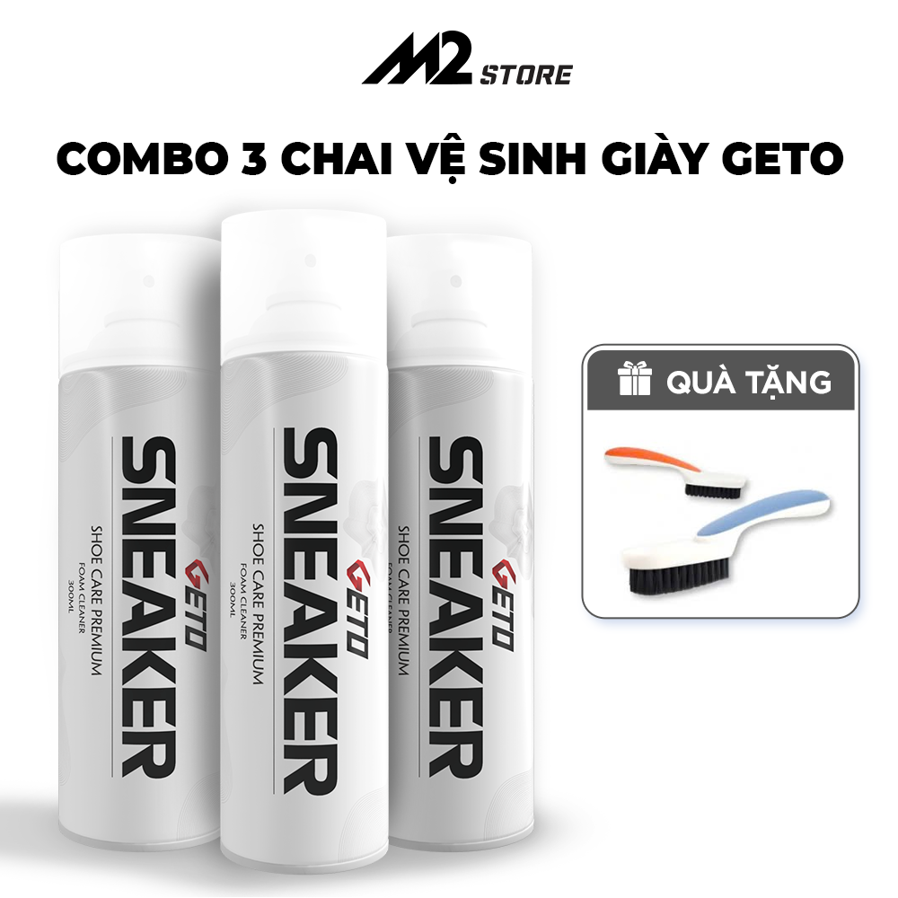 Combo 3 chai vệ sinh giày GETO dạng bọt làm sạch khử mùi hôi giày