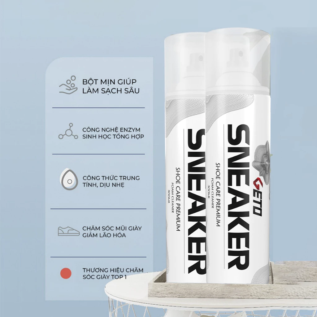 Combo 3 chai vệ sinh giày GETO dạng bọt làm sạch khử mùi hôi giày - Ảnh 3