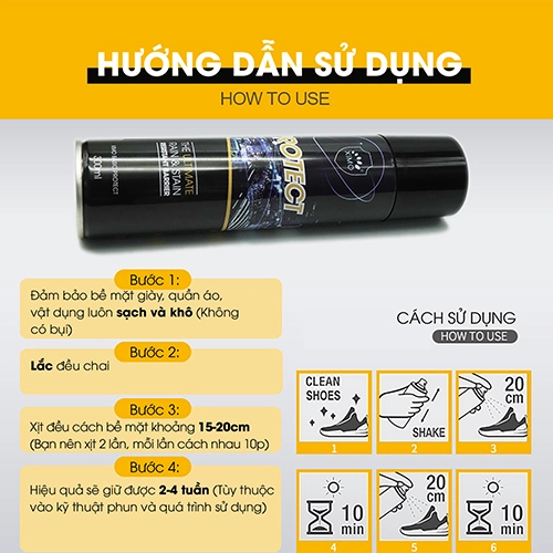 Bình xịt nano chống thấm nước, bụi bẩn cho giày túi, ví, áo da, mũ nón cao cấp XIMO (XI22) - Ảnh 8